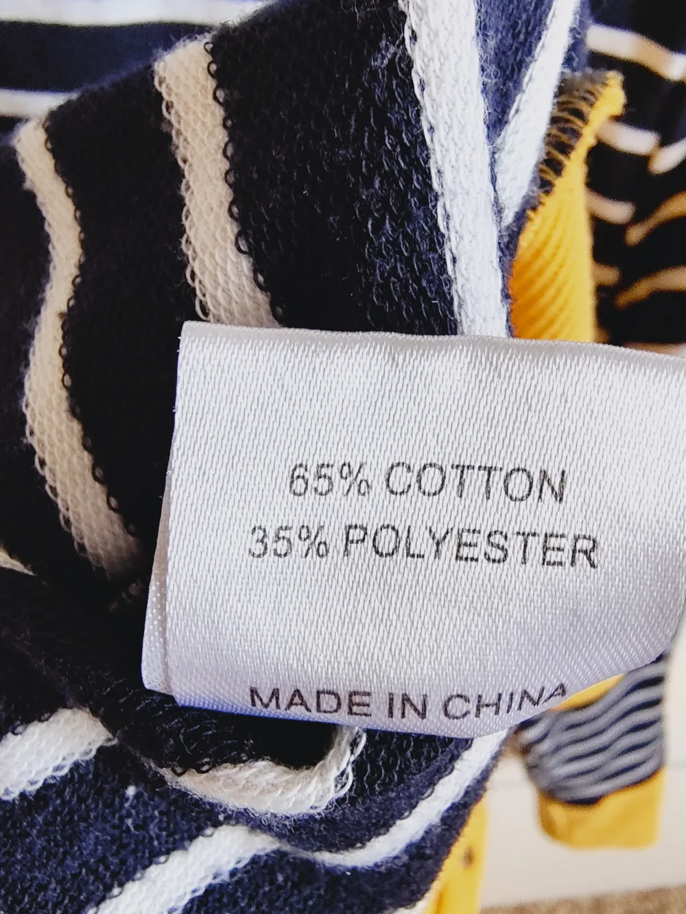 Navy and White Long Striped Cardigan with Yellow Trim - Picture 8 of 8